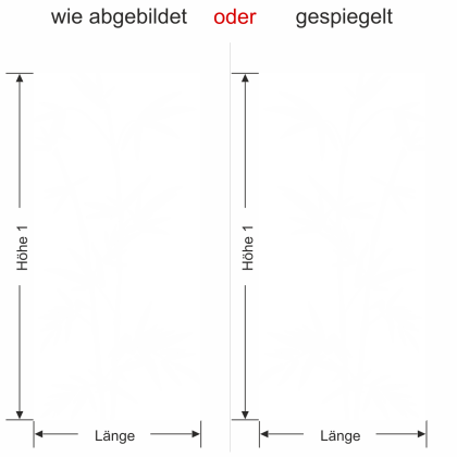 Preview: Klebefolie für Fenster Bambuszweige blickdicht - Ansicht Ausrichtung und Farbauswahl