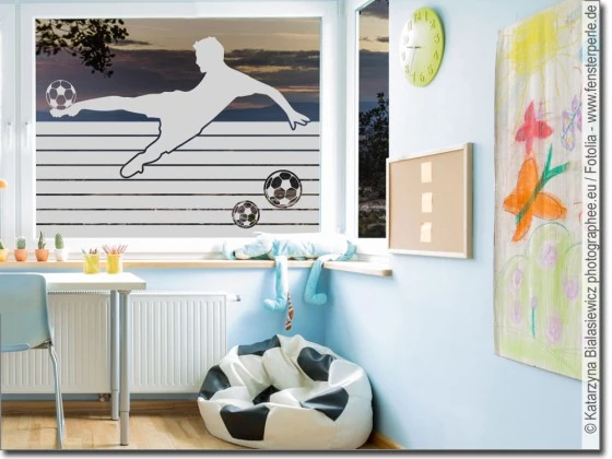 Fensterfolie blickdicht Fußballspieler fürs Kinderzimmer