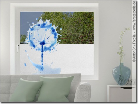 Preview: Sichtschutz Milchglasfolie Pusteblume - Beispiel bei teilweisem Sichtschutz