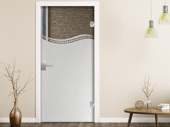 Preview: Sichtschutz Modernes Wellen Design - Blickdichte Glasfolie in moderner Optik auf Zimmertür