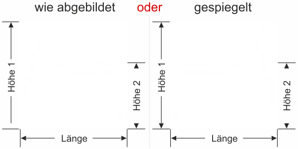 Preview: Fensteraufkleber Praxis - Ansicht Ausrichtung mit Farbauswahl Vorschlag 2