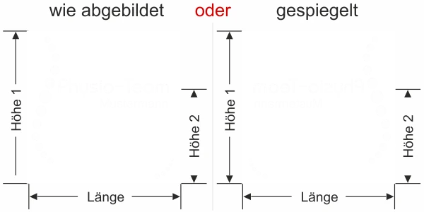 Fensteraufkleber Praxis - Ansicht Ausrichtung mit Farbauswahl Vorschlag 2