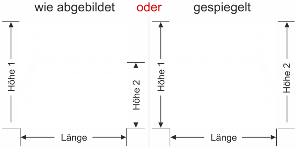 Preview: Fensteraufkleber Praxis - Ansicht Ausrichtung mit Farbauswahl Vorschlag 2