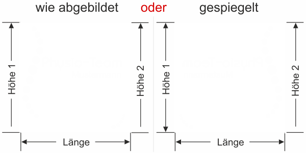 Preview: Fensteraufkleber Praxis - Ansicht Ausrichtung mit Farbauswahl Vorschlag 2