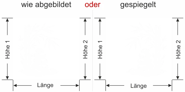 Sichtschutzfolie Bambus und Zen Steine - Ansicht Ausrichtung mit Farbauswahl und Anleitung zur Größenberechnung - Vorschlag 2