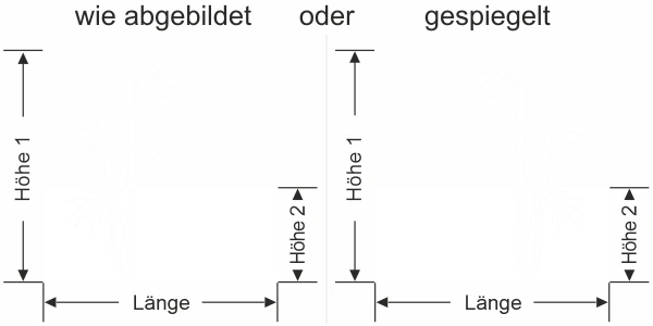 Sichtschutzfolie Bambusmotiv - Ansicht Ausrichtung mit Farbauswahl und Anleitung zur Größenberechnung - Vorschlag 1
