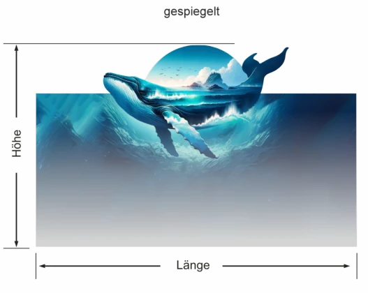 Sichtschutzfolie Blauwal - Ansicht Ausrichtung gespiegelt