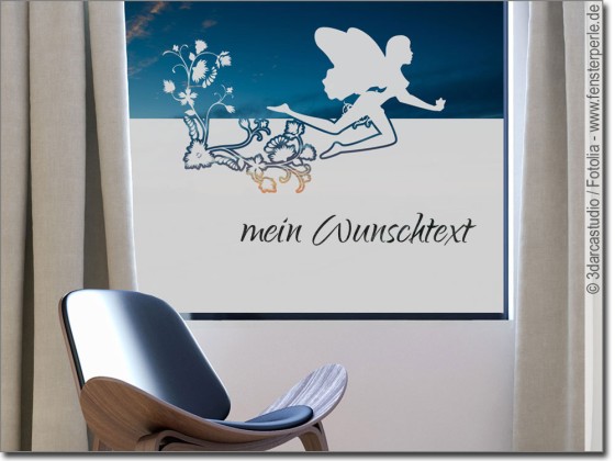 Preview: Sichtschutzfolie Blumen Fee mit Wunschtext Preview: Sichtschutzfolie Blumen Fee mit Wunschtext