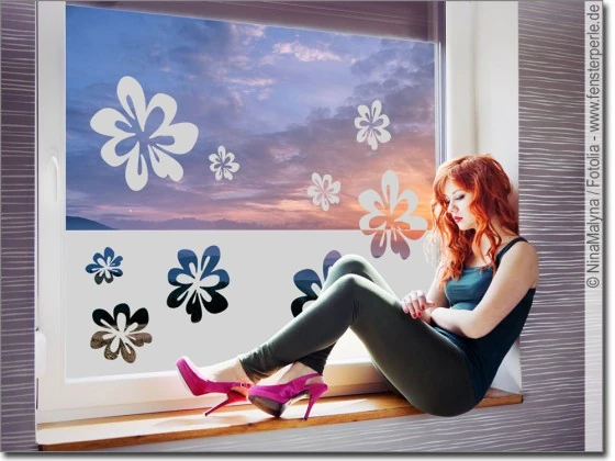 Fensterfolie mit Blumen als Sichtschutz