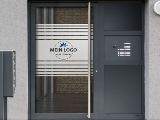 Preview: Sichtschutzfolie Eigenes Logo als Digitaldruck Streifendesign