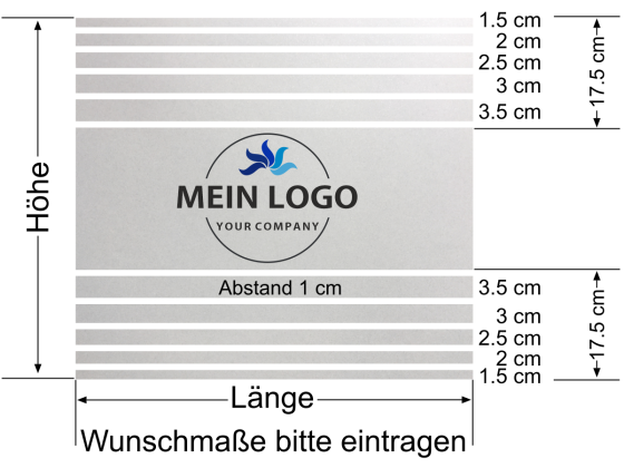 Sichtschutzfolie Eigenes Logo als Digitaldruck Streifendesign - Ansicht Beispielbild