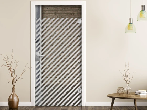 Sichtschutzfolie Gewerbe Diagonalstreifen 3/3 auf Zimmertür