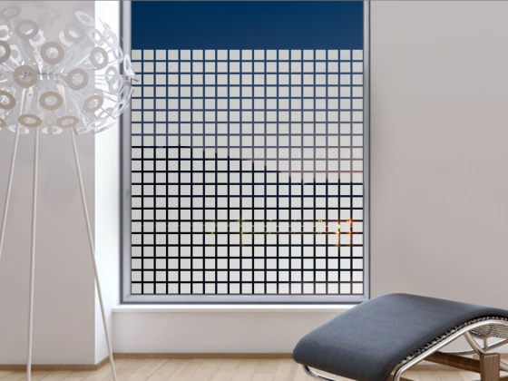 Sichtschutzfolie Gewerbe Kacheln auf Fenster