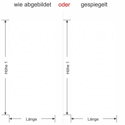 Sichtschutzfolie Gewerbe Linienkreise - Ansicht Farbauswahl, Ausrichtung und Anleitung zur Größenberechnung