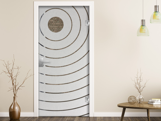 Preview: Sichtschutzfolie Gewerbe Linienkreise auf Zimmertür