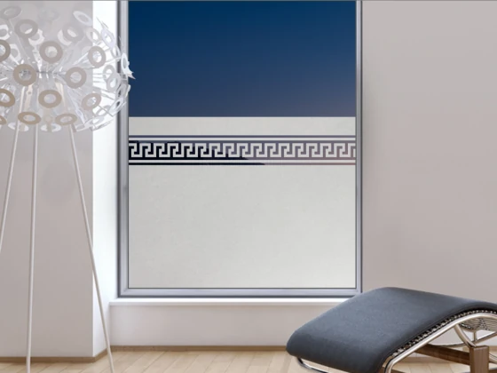 Sichtschutzfolie Gewerbe Mäanderband auf Fenster