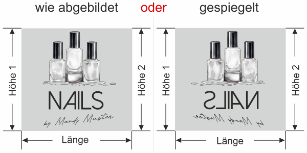 Preview: Sichtschutzfolie Gewerbe Kosmetikstudio - Ansicht Ausrichtung mit Farbauswahl Vorschlag 2