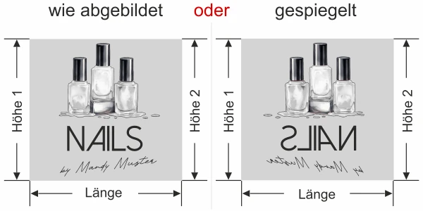 Sichtschutzfolie Gewerbe Kosmetikstudio - Ansicht Ausrichtung mit Farbauswahl Vorschlag 2