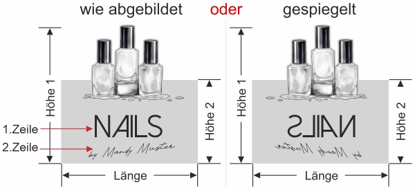 Sichtschutzfolie Gewerbe Kosmetikstudio - Ansicht Ausrichtung mit Farbauswahl Vorschlag 1