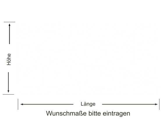 Preview: Sichtschutzfolie Gewerbe Polygone - Ansicht Farbauswahl und Anleitung zur Größenberechnung