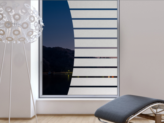 Preview: Milchglasfolie Streifenbogen auf Fenster
