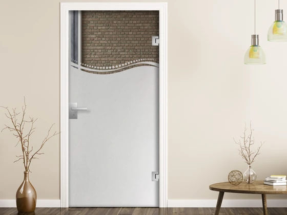 Sichtschutzfolie Gewerbe Welle mit Punkten auf Glastür