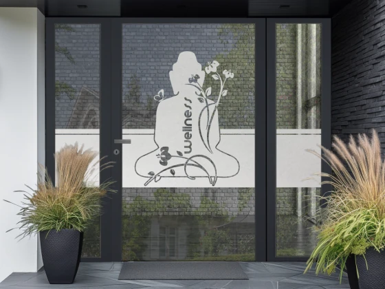 Sichtschutzfolie Gewerbe Wellness Buddha