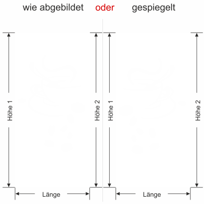 Preview: Sichtschutzfolie GewerbeTasse mit Kaffeebohnen - Ansicht Ausrichtung mit Farbauswahl und Anleitung zur Größenberechnung - Vorschlag 1