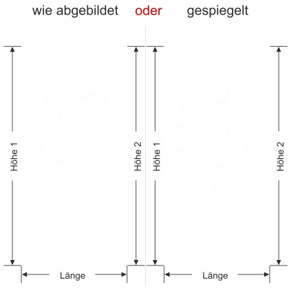 Sichtschutzfolie GewerbeTasse mit Kaffeebohnen - Ansicht Ausrichtung mit Farbauswahl und Anleitung zur Größenberechnung - Vorschlag 1