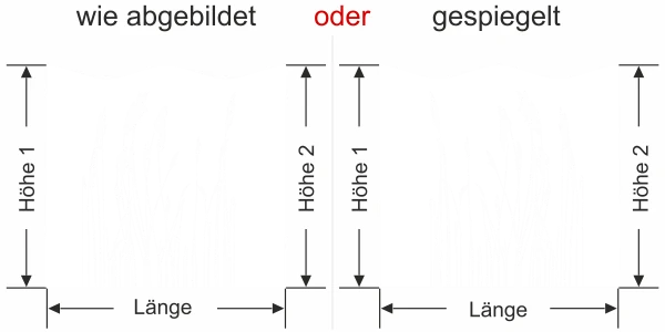 Sichtschutzfolie Gräser - Milchglasoptik - Ansicht Ausrichtung und Farbauswahl