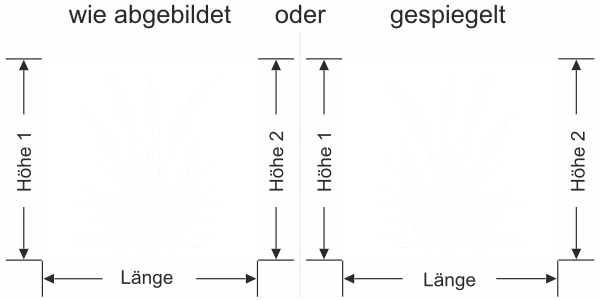 Sichtschutzfolie Gras am Ufer - Ansicht Ausrichtung mit Farbauswahl und Anleitung zur Größenberechnung - Vorschlag 2