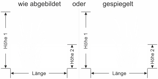 Sichtschutzfolie Kolbenschilf - Ansicht Ausrichtung mit Farbauswahl und Anleitung zur Größenberechnung - Vorschlag 1
