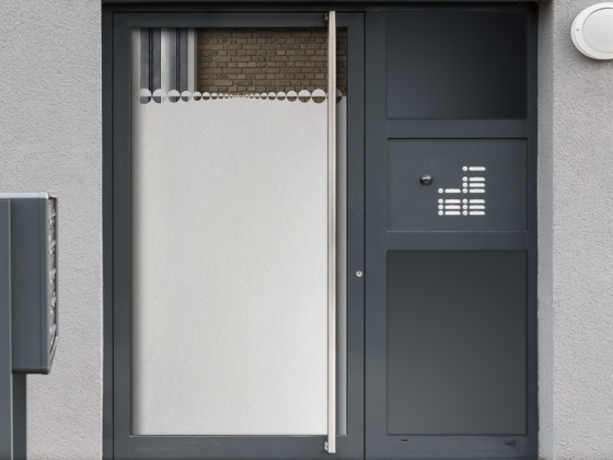 Preview: Sichtschutzfolie Kreisdekor auf Eingangstür