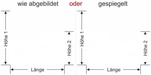 Sichtschutzfolie Küche - Milchglasfolie Sichtschutz Wunschtext - Ansicht Ausrichtung mit Farbauswahl Vorschlag 1
