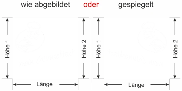 Sichtschutzfolie Küche - Milchglasfolie Sichtschutz Wunschtext - Ansicht Ausrichtung mit Farbauswahl Vorschlag 2