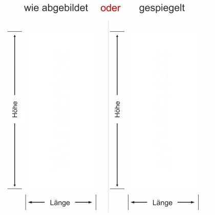 Sichtschutzfolie mit Wunschtext - Ansicht - Ausrichtung und Farbauswahl