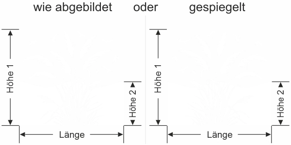 Sichtschutzfolie Pampasgras mit Vogelschwarm - Ansicht Ausrichtung mit Farbauswahl und Anleitung zur Größenberechnung - Vorschlag 1