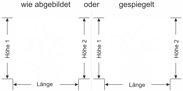 Sichtschutzfolie Pampasgras mit Vogelschwarm - Ansicht Ausrichtung mit Farbauswahl und Anleitung zur Größenberechnung - Vorschlag 2