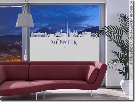 Blickdichte Fensterfolie mit Münsteraner Skyline