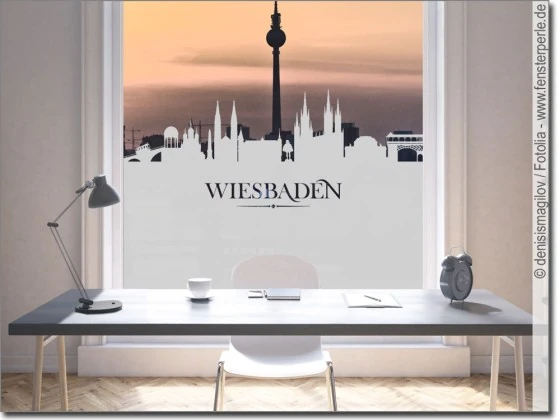 Blickdichte Fensterfolie mit den Umrissen von Wiesbaden