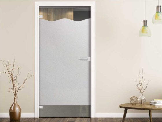 Preview: Sichtschutzfolie in Milchglasoptik mit Wellen auf Zimmertür