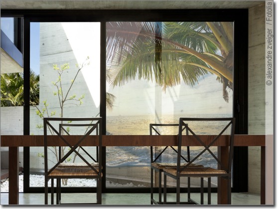 Preview: Sonnenuntergang am Palmenstrand Fensterbild