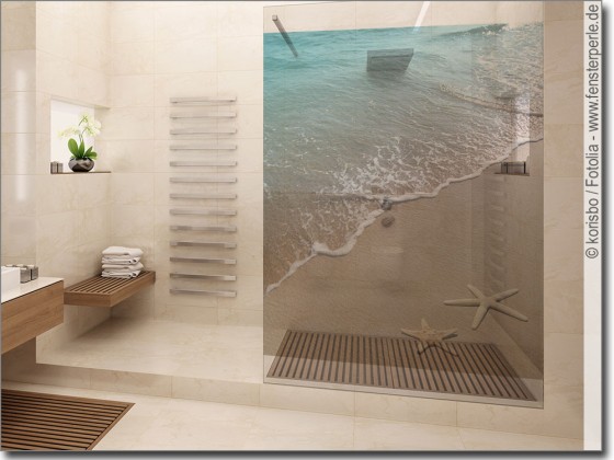 Preview: Glasbild Strand mit Seesternen