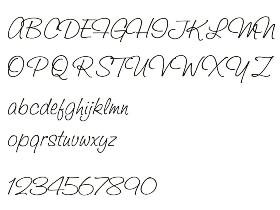 Schönheitssalon Aufkleber - Ansicht Alphabet 1.Zeile