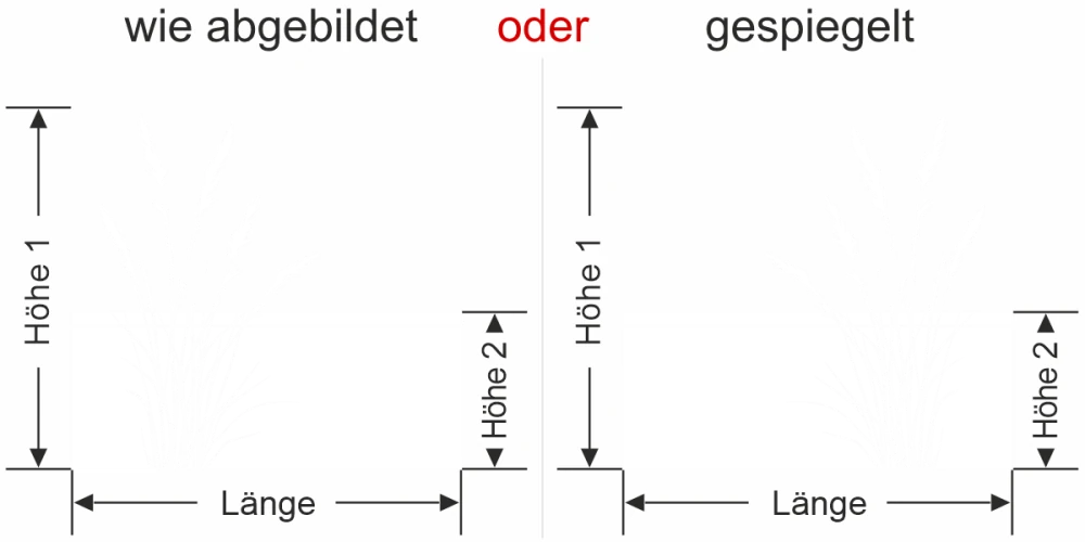 Fensterfolie Schlankes Ziergrasmotiv -  Ansicht Ausrichtung mit Farbauswahl und Anleitung zur Größenberechnung - Vorschlag 1