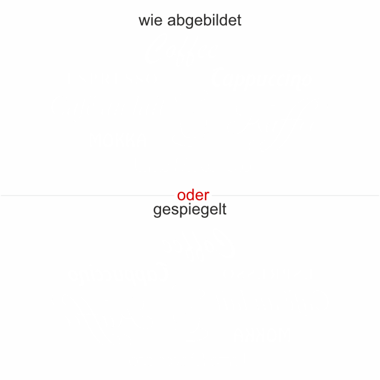 Fensteraufkleber Kaffee - Ansicht Ausrichtung mit Farbauswahl