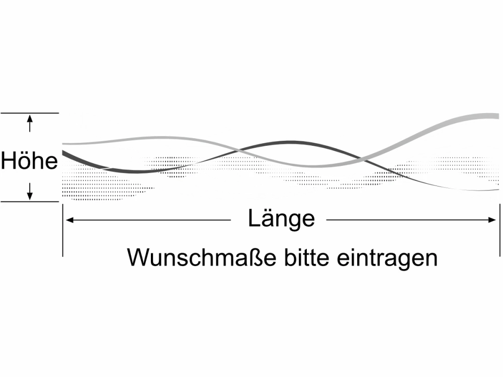 Durchlaufschutz für Glas mit Wellendesign - Ansicht Größeninformation und Farbauswahl Durchlaufschutz für Glas mit Wellendesign - Ansicht Größeninformation und Farbauswahl