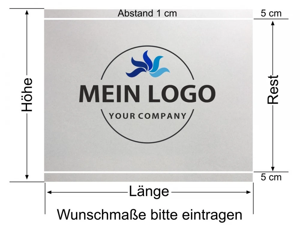 Glasdekorfolie Eigenes Logo als Digitaldruck zwei Streifen