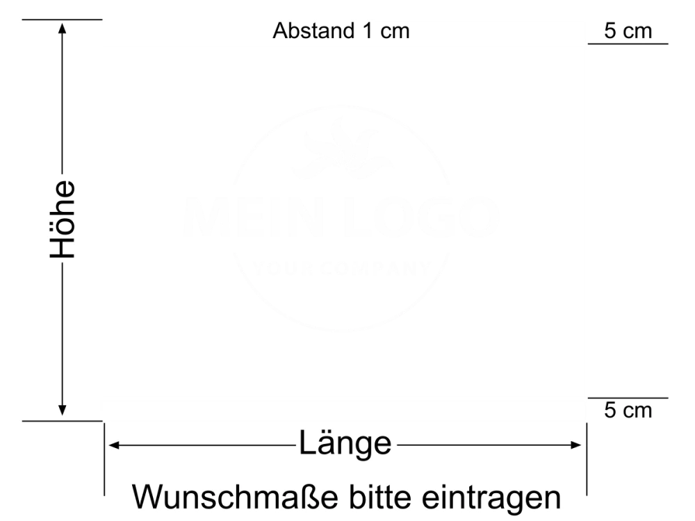 Eigenes Logo als Sichtschutzfolie mit zwei Streifen - Ansicht Beispielbild mit Farbauswahl