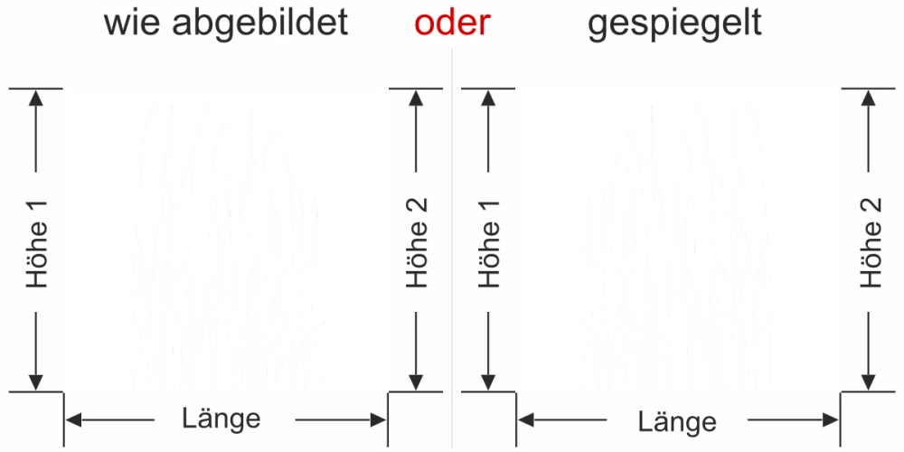 Fenster Sichtschutzfolie Wiesengras - Ansicht Ausrichtung mit Farbauswahl und Anleitung zur Größenberechnung - Vorschlag 2